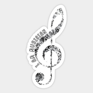 G clef,Treble clef,Love Music,musical notes. Sticker